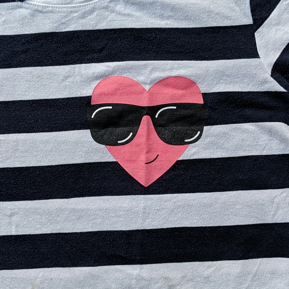 Navy & White striped shirt with heart